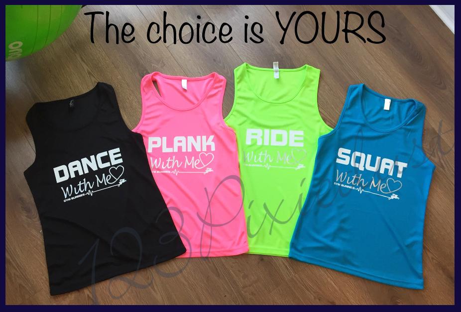 fitness tops black pink neon green blue